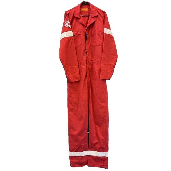 Durable Press Fireman Coveralls Fire Dept M Long Sleeve Zip Snap Pockets - Picture 1 of 13